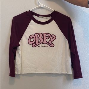 Obey Cropped Baseball Tee